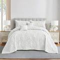 Botanical Oversized King Bedspread, Stitched Leaf Quilt Set King/Cal King, Lightweight Reversible Coverlet, Tailored