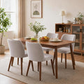 Linen Dining Chairs Set of 4 Upholstered Fabric Dining Chair with Wood Legs, Wing Backrest, Wooden Kitchen Chairs