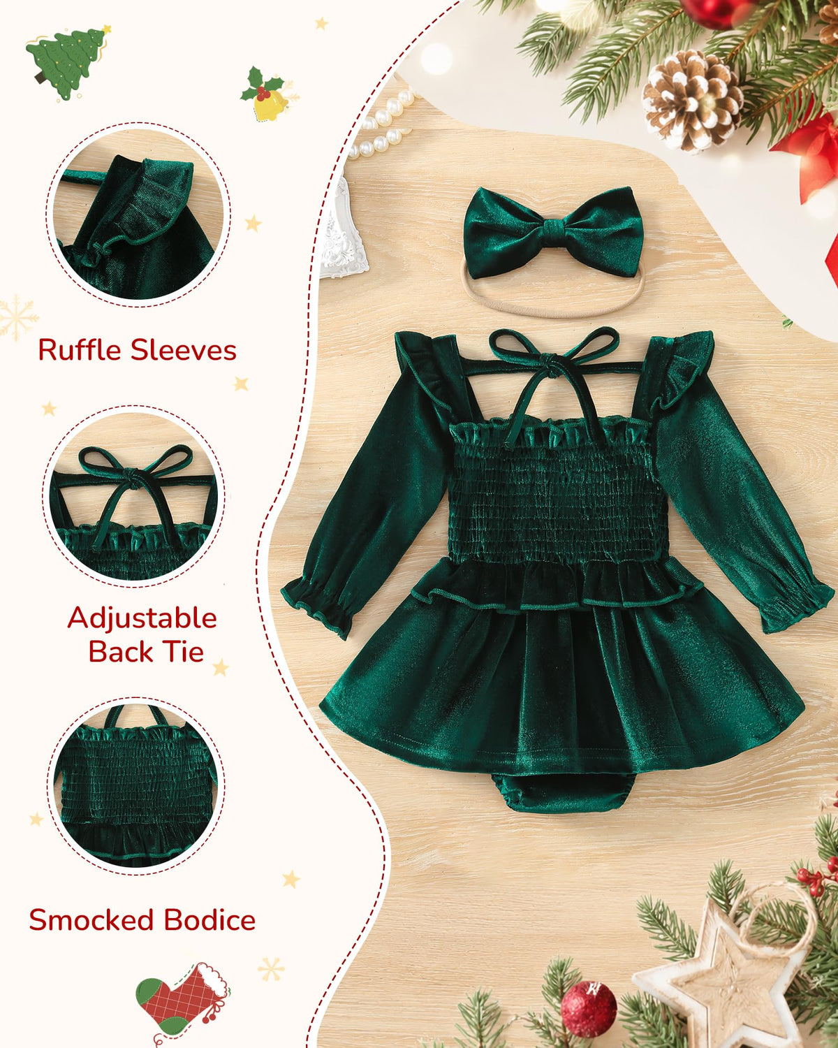 Baby Girl Velvet Romper Dress Newborn Infant Long Sleeve Clothes