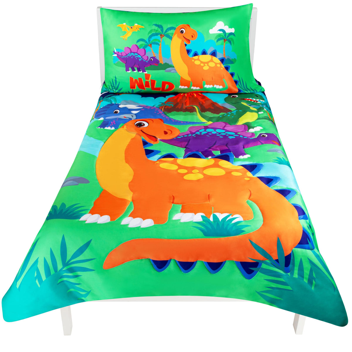 4-Piece Dinosaurs Toddler Bedding Set - Soft & Breathable Brushed Microfiber Toddler Bedding Sets for Boys, Machine