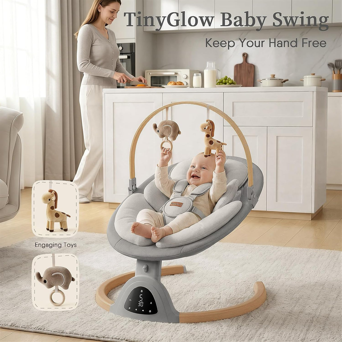 Baby Swings for Infants, Electric Baby Swing with Remote Control