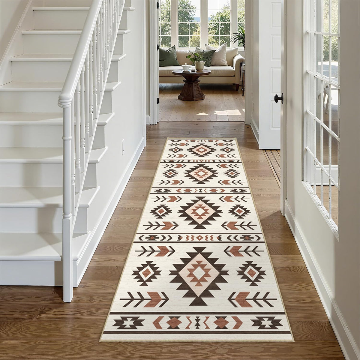 Western Runner Rug Kitchen Bedroom, Southwestern Aztec Tribal Runner Rugs Southwest Navajo Machine Washable Rug