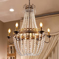 6-Light French Empire Crystal Chandelier in Farmhouse Style for Dining Rooms
