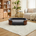 Scandinavian Style Elevated Dog Bed Pet Sofa with Solid Wood Legs and Bent Wood Back, Velvet Cushion, Large Size