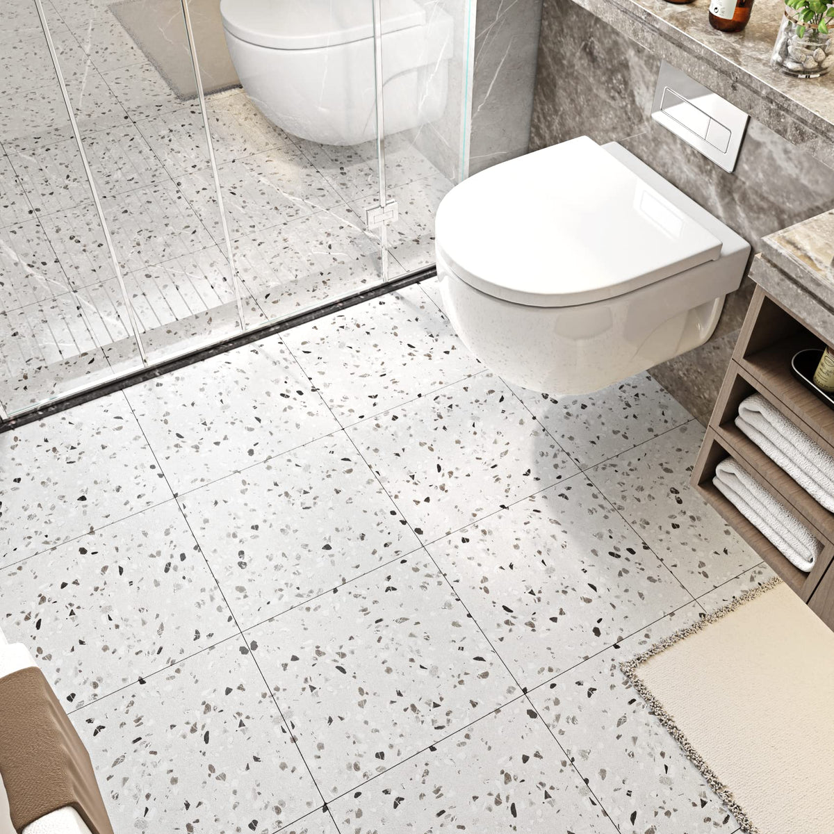30 Pack Peel and Stick Floor Tile Bathroom Flooring 12x12 In Thick Grey Floor Tiles Peel and Stick Waterproof Self