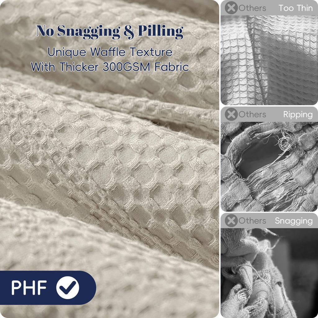 Ultra Soft Waffle Weave Duvet Cover 3 Pieces - 3D Textured Breathable Waffle Bedding Set 90"x90" with 2