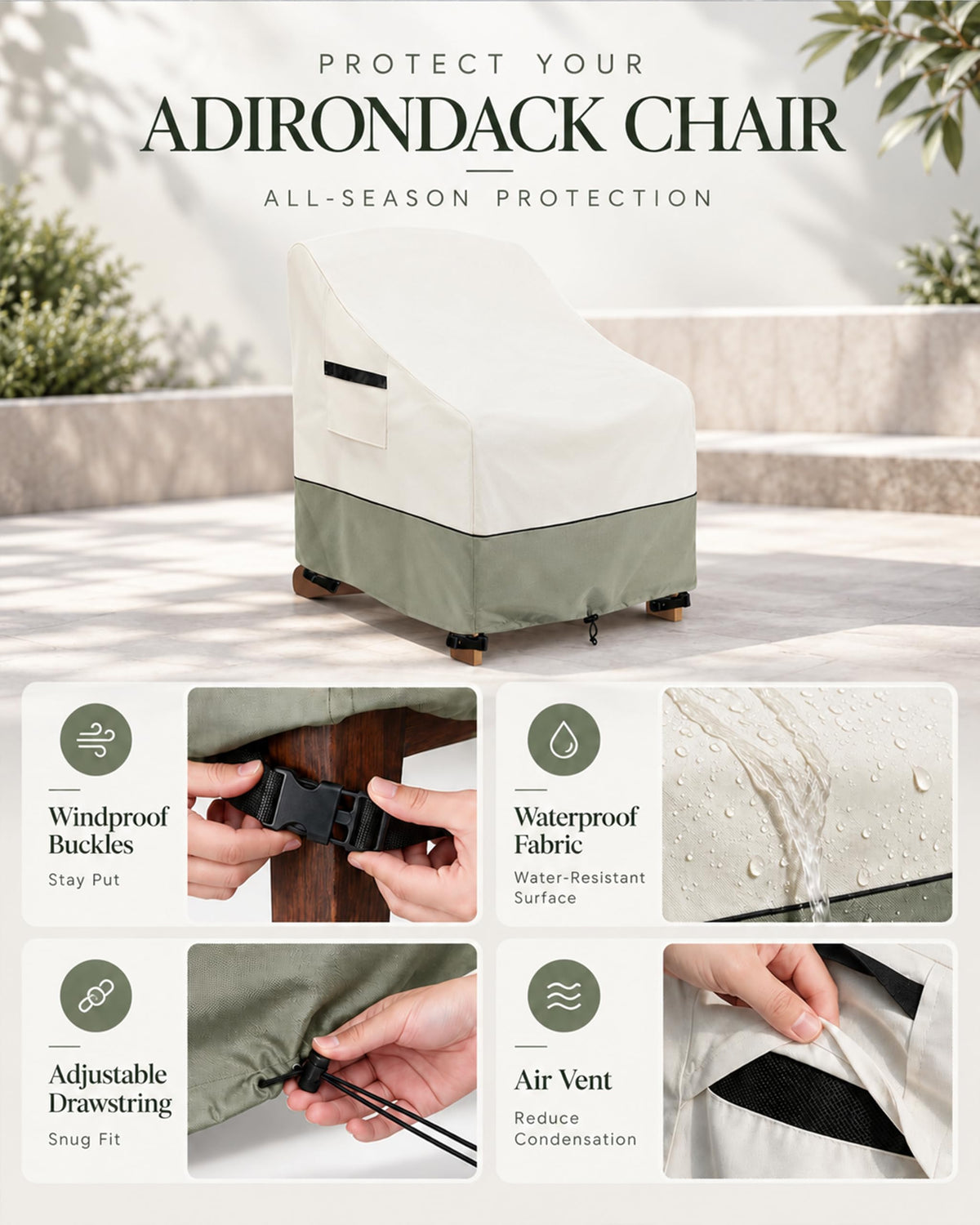 Patio Adirondack Chair Cover 2 Pack, Waterproof Heavy Duty Outdoor Chair Covers, Patio Adirondack Chair Cover for