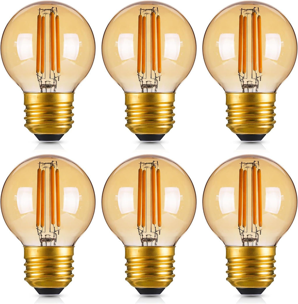 Dimmable G16.5 Amber Edison light Bulb 40 Watt,E26 Vintage LED Light Bulb