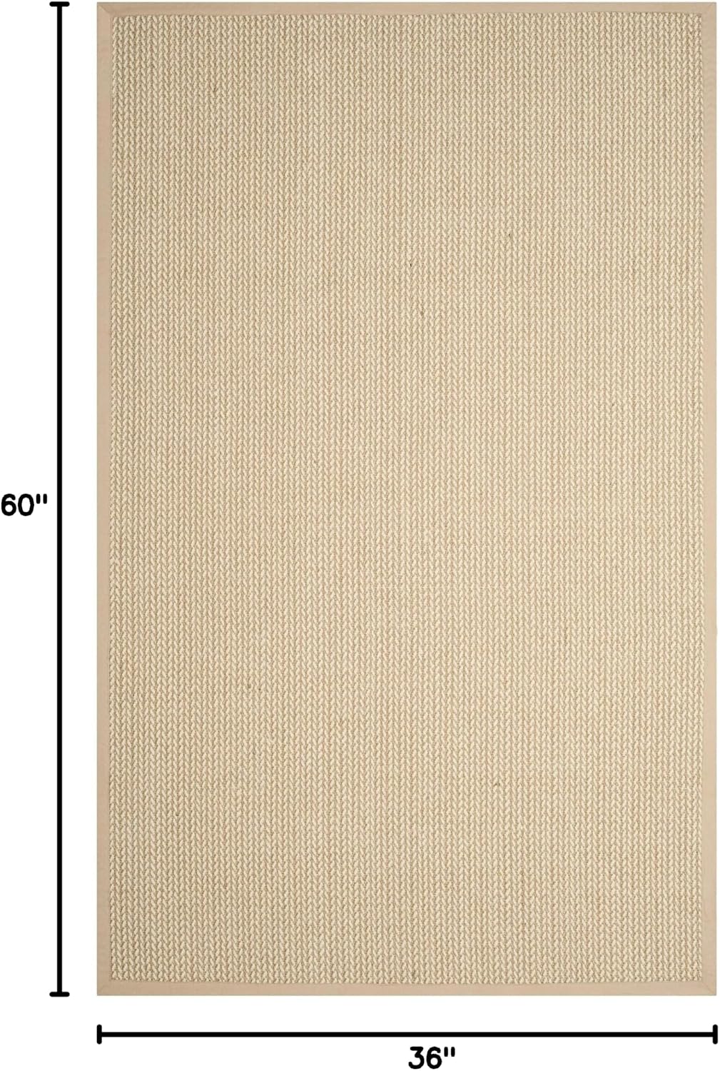 Area Rug - Natural Fiber Collection - Beige, Sisal & Wool, Woven Design with Border (NF475B)
