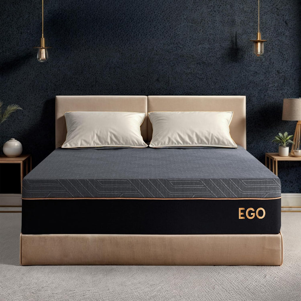 Queen 12" Copper Gel Memory Foam Mattress Pressure Relief Medium | Fiberglass Free, Back pain Relief, Graphene Tech