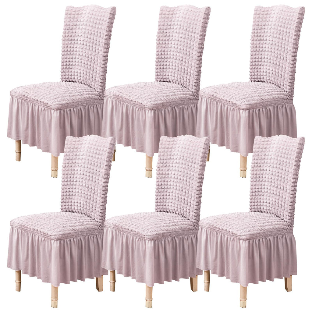 Chair Covers Set of 6 Stretch Chair Slipcovers with Skirt Removable Washable Kitchen Chair Protector Cover Set