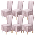 Chair Covers Set of 6 Stretch Chair Slipcovers with Skirt Removable Washable Kitchen Chair Protector Cover Set