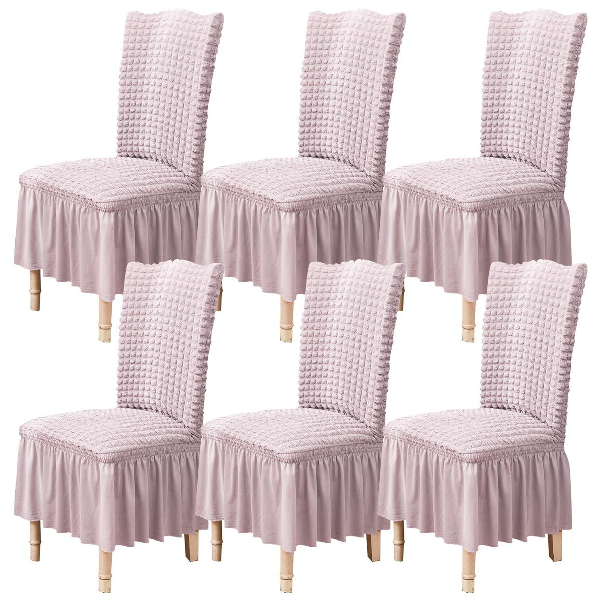 Chair Covers Set of 6 Stretch Chair Slipcovers with Skirt Removable Washable Kitchen Chair Protector Cover Set