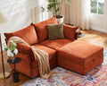 Luxury Modular Sectional Sofa, L-Shaped 3-Seat Couch with Storage Ottoman Deep Seat & Reversible Chaise Lounge