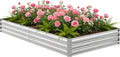 8x4x1FT Galvanized Raised Garden Bed, Metal Planter, Silver,1 Pack | Thick Galvanized Steel, Easy Assembly,Outdoor