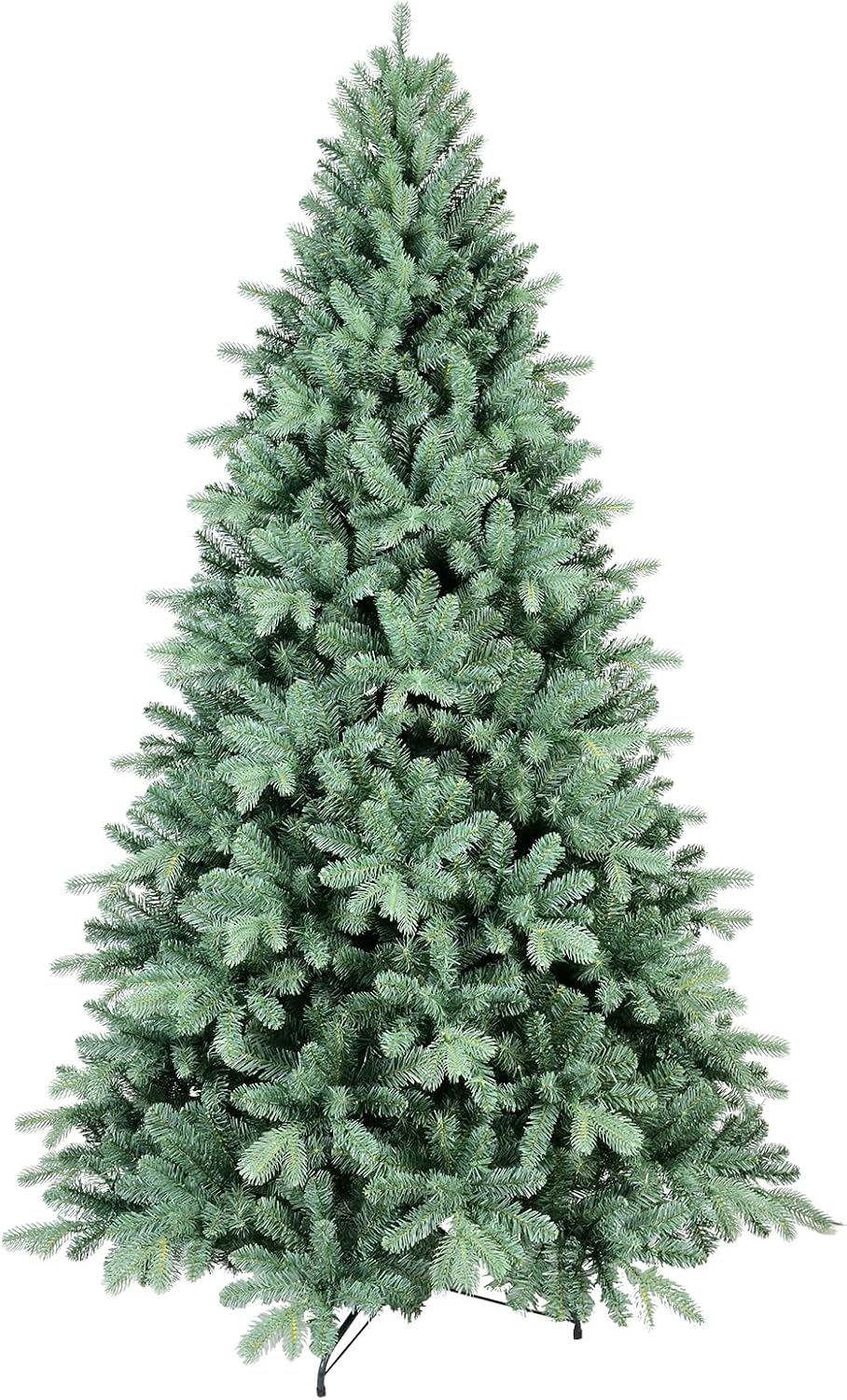 Blue Spruce Artificial Christmas Tree, Hinged Unlit Xmas Trees with 2458 PE&PVC Mixed Branch Tips, Home Holiday