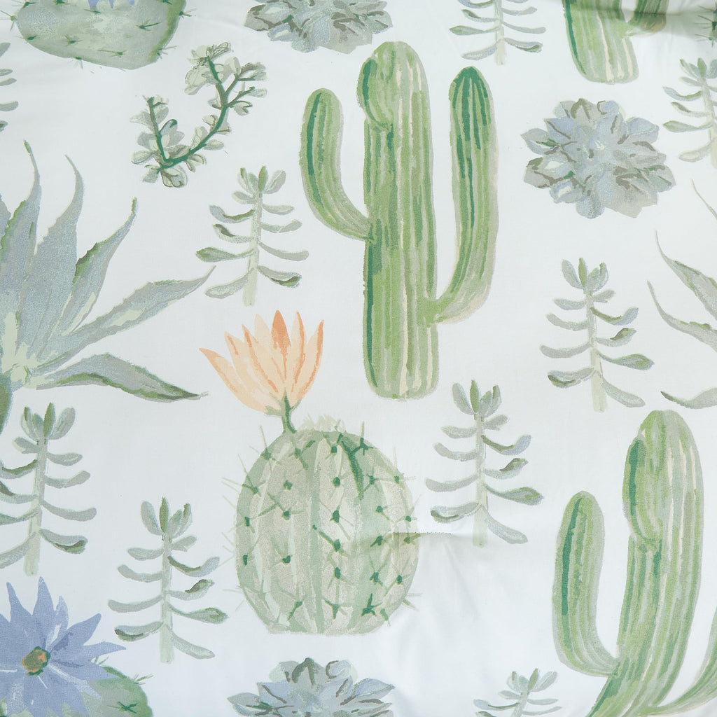 Gregory 7-Piece Serene Lodge Bed in a Bag Comforter Set - Green Blue Cactus Succulent Plant Printed Microfiber