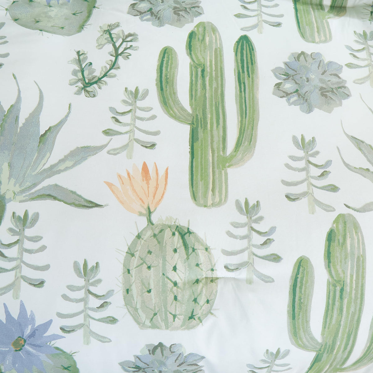 Gregory 7-Piece Serene Lodge Bed in a Bag Comforter Set - Green Blue Cactus Succulent Plant Printed Microfiber