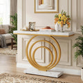 41-Inch Gold Entryway Table, Modern Console Table Narrow Long, Contemporary Accent Table , Entrance, Faux Marble
