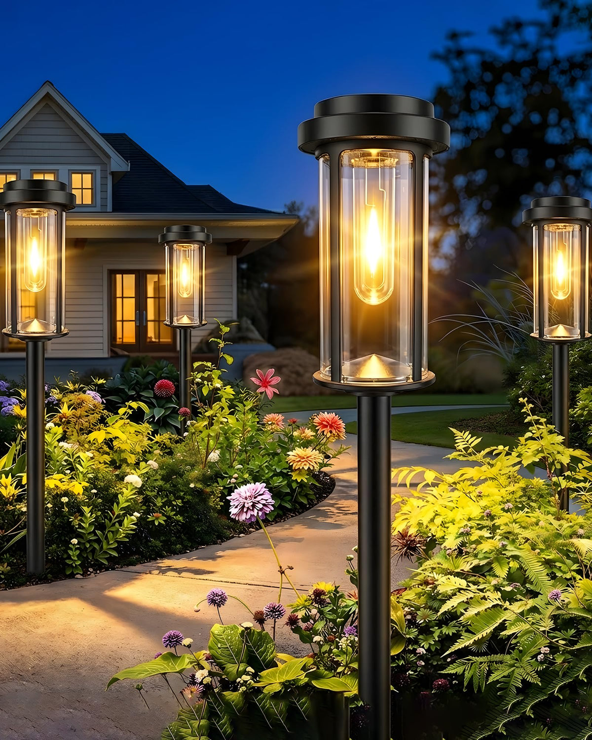 8 Pack Solar Pathway Lights Outdoor 21" LED Solar Garden Lights