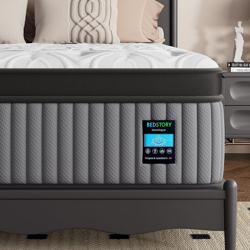 12 Inch Firm Full Mattress, 7-Zone Hybrid Mattress with Extra Lumbar & Hip Support - Deep Sleep Pain Relief Bed in a