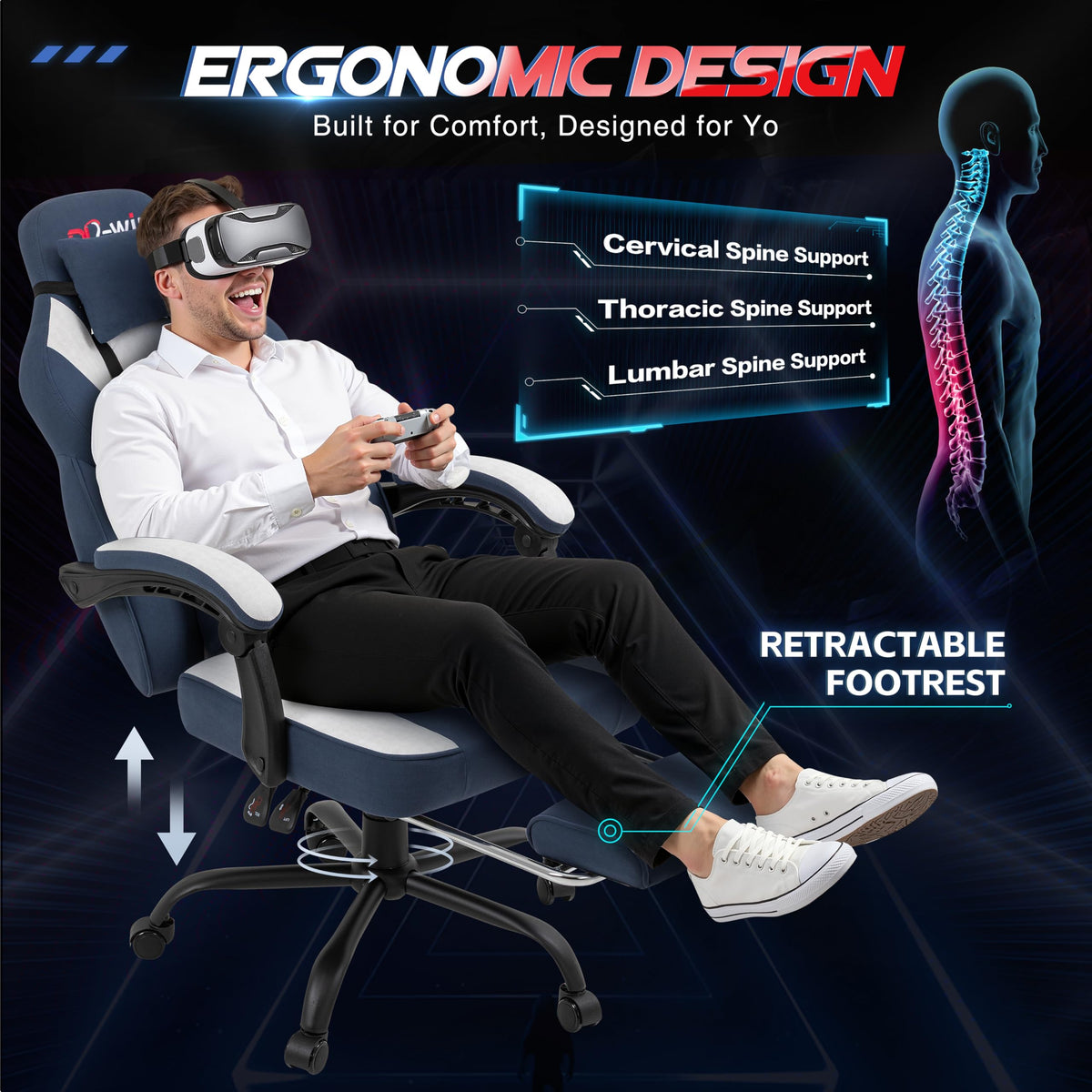 Video Gaming Chair for Adults, Computer Chair with Footrest and Ergonomic High Back, Big and Tall Gamer Chair with