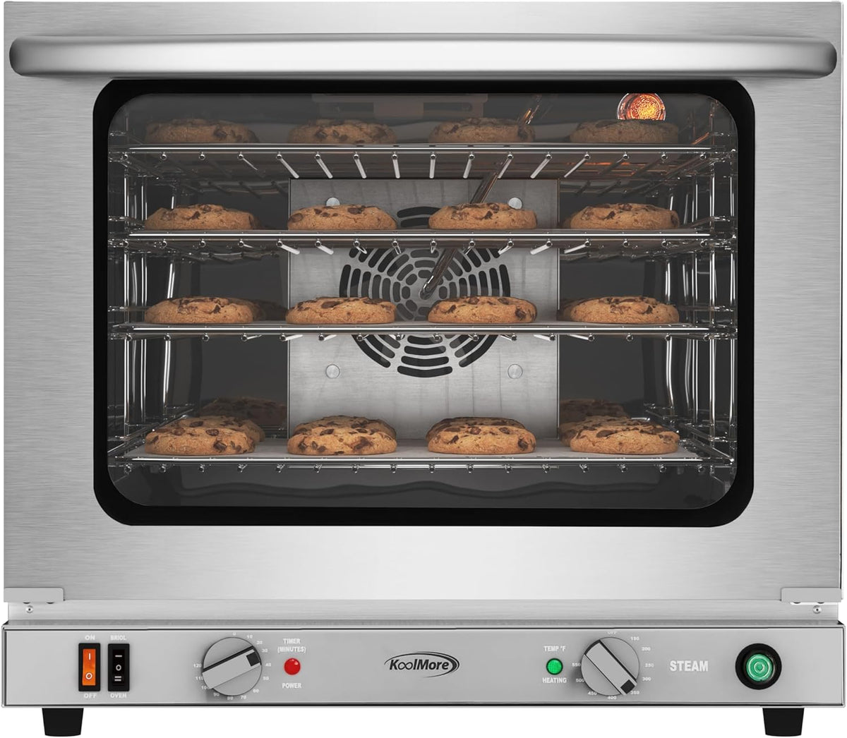 23 in. Commercial Countertop Convection Oven for Half-Size Pans with 4 Racks 2800W of Power and Steam Injection, 240V