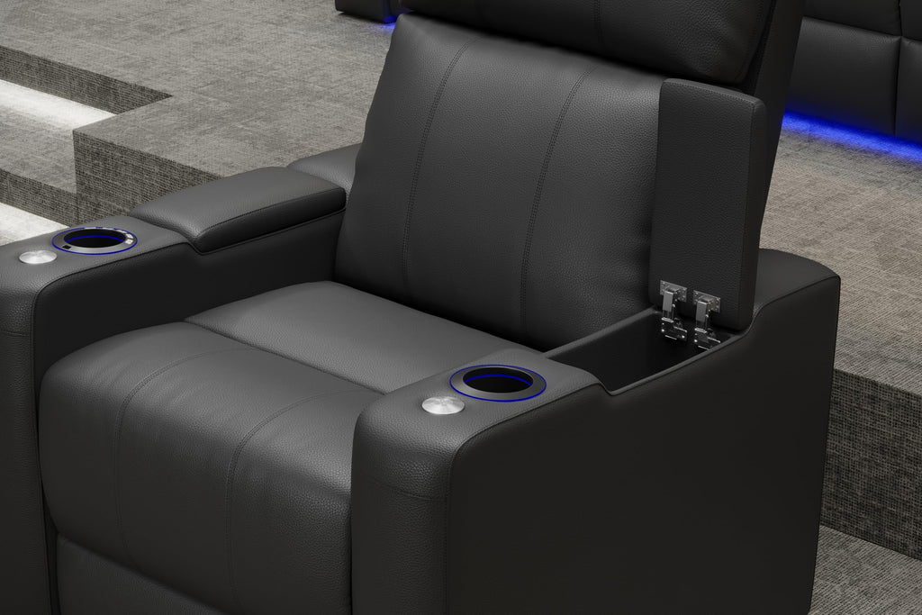 Piacenza 2025 Power Headrest Home Theater Seat - Premium Italian Leather Recliner with Cooling Gel Memory Foam