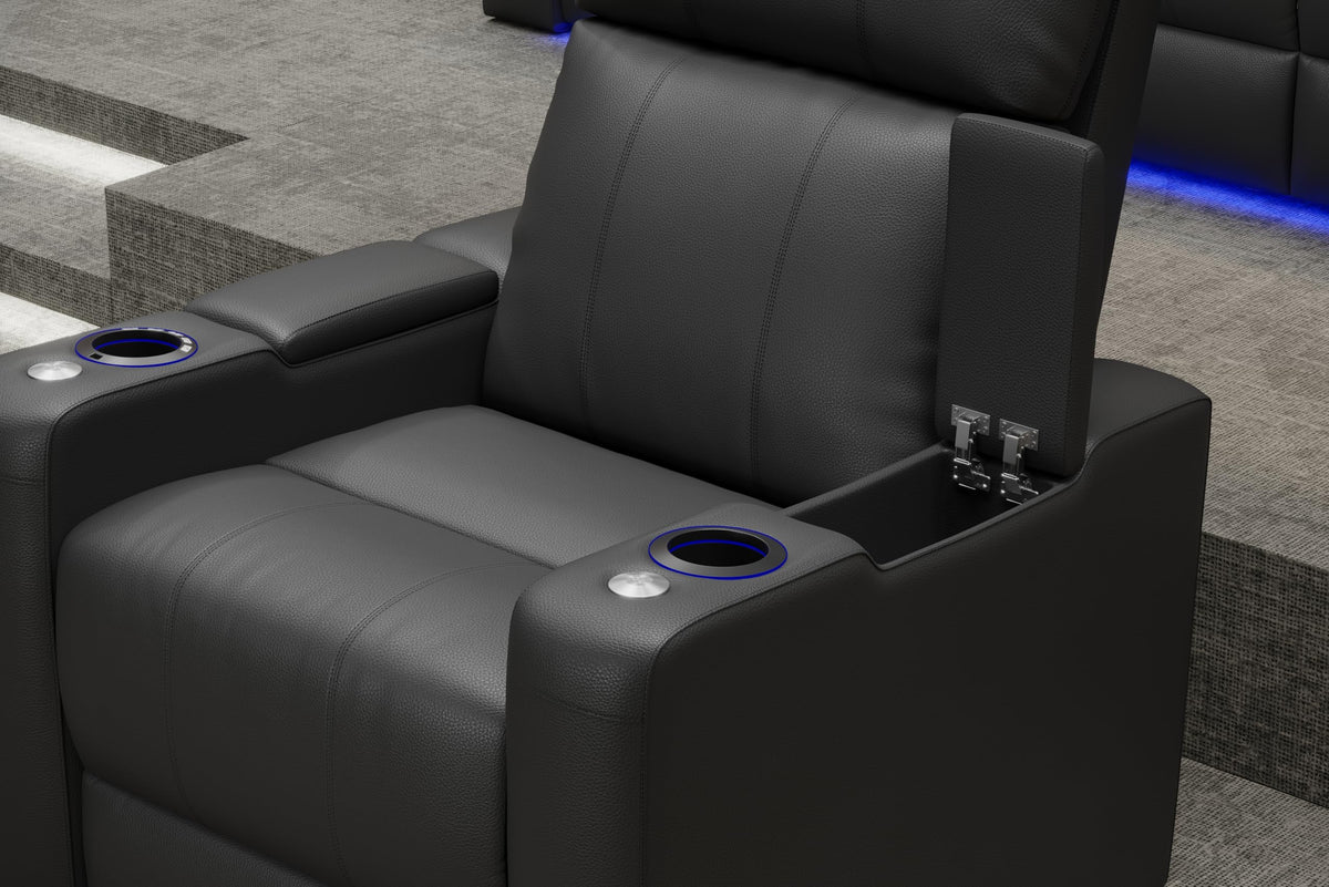 Piacenza 2025 Power Headrest Home Theater Seat - Premium Italian Leather Recliner with Cooling Gel Memory Foam