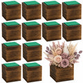 12 Set Wood Cube Planter Box Square Wood Vase Rustic Cube Planter Box with Removable Plastic Liner Floral Foam Blocks