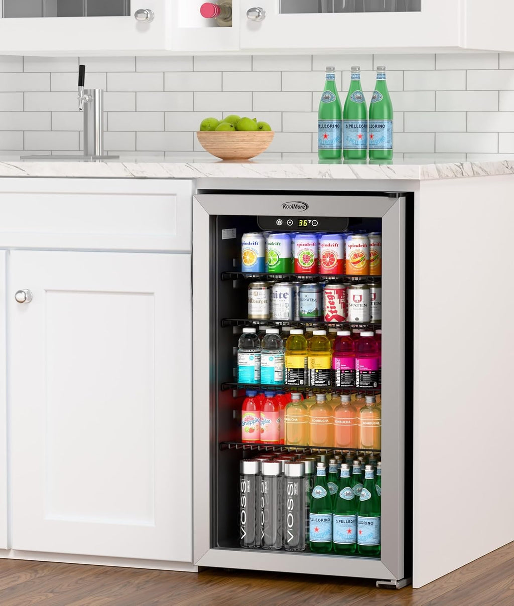 18 in. 3.2 Cu. Ft. Beverage Refrigerator Merchandiser with Stainless Steel Trim and Touch Panel For Soda