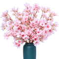 6Pcs Artificial Cherry Blossom Branches Decor Fake Flowers Silk Spring Faux Flowers 16" Peach Bouquet Wedding Bedroom