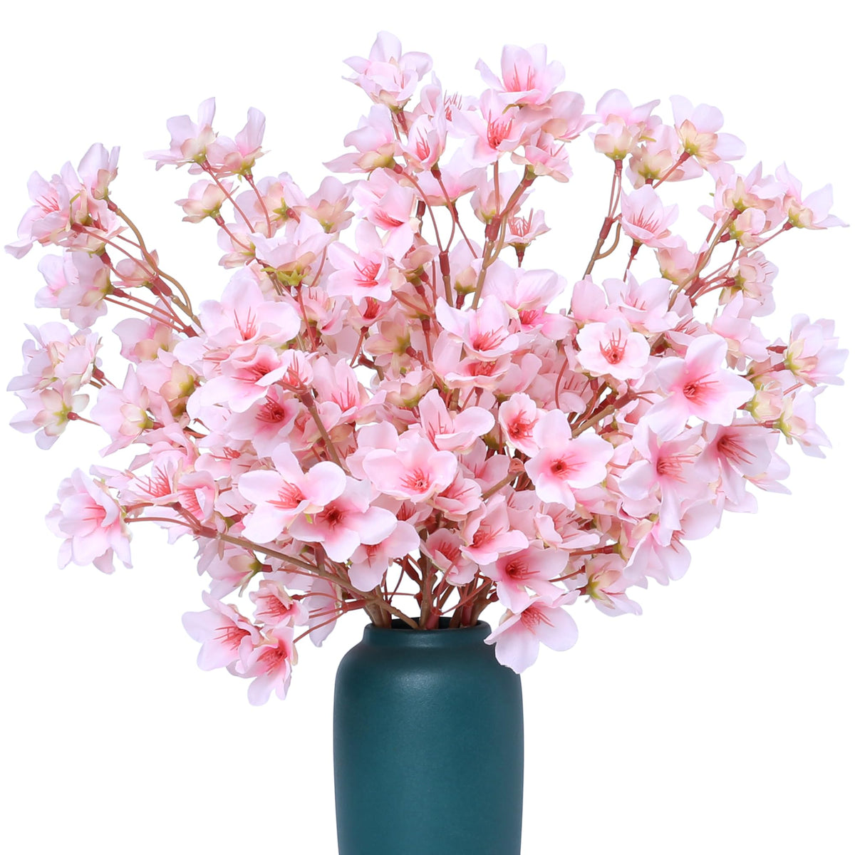 6Pcs Artificial Cherry Blossom Branches Decor Fake Flowers Silk Spring Faux Flowers 16" Peach Bouquet Wedding Bedroom