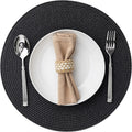 Round Placemats Set of 8 Plastic Woven Placemats Washable Wipeable Table Mats for Dining Table Heat Resistant