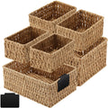 6 Pcs Wicker Storage Baskets for Pantry Organization with Labels