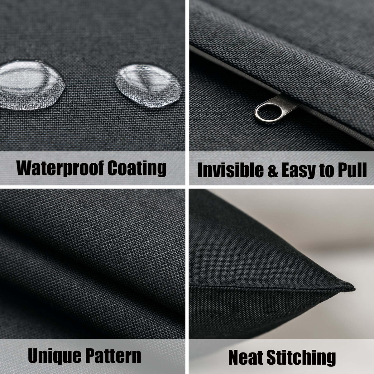 Waterproof Outdoor Pillow Covers 28x28 Set of 2 Patio Black
