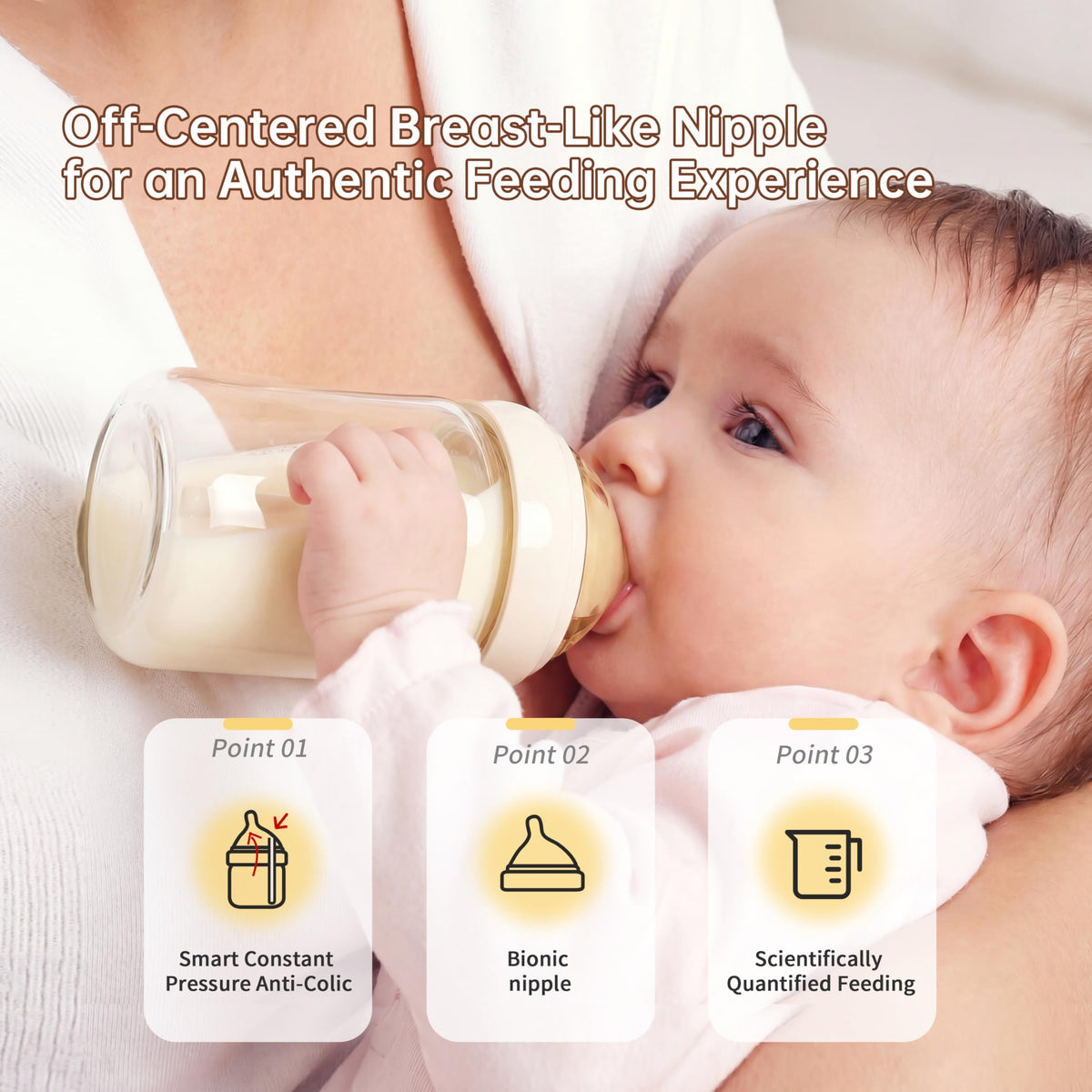 Natural Nursing Glass Baby Bottle - with Anti-Colic Vent System - BPA-Free, 5 oz and 8 oz with Slow Flow(S) & Medium