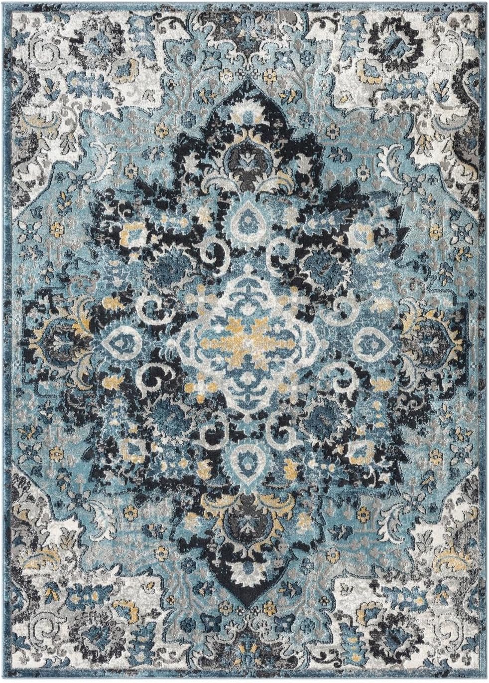 Moroccan Blue Medallion Area Rug s