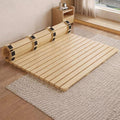 Scandinavian Natural Wood Slatted Roll-Up Bed Base, Japanese Tatami Style Platform, 74.8x31.5 Inch