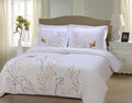 Swallow Cotton 200TC Duvet Cover Set, Comforter Cover, Bed Essentials, Embroidered Tree with Birds, Includes 1 Duvet
