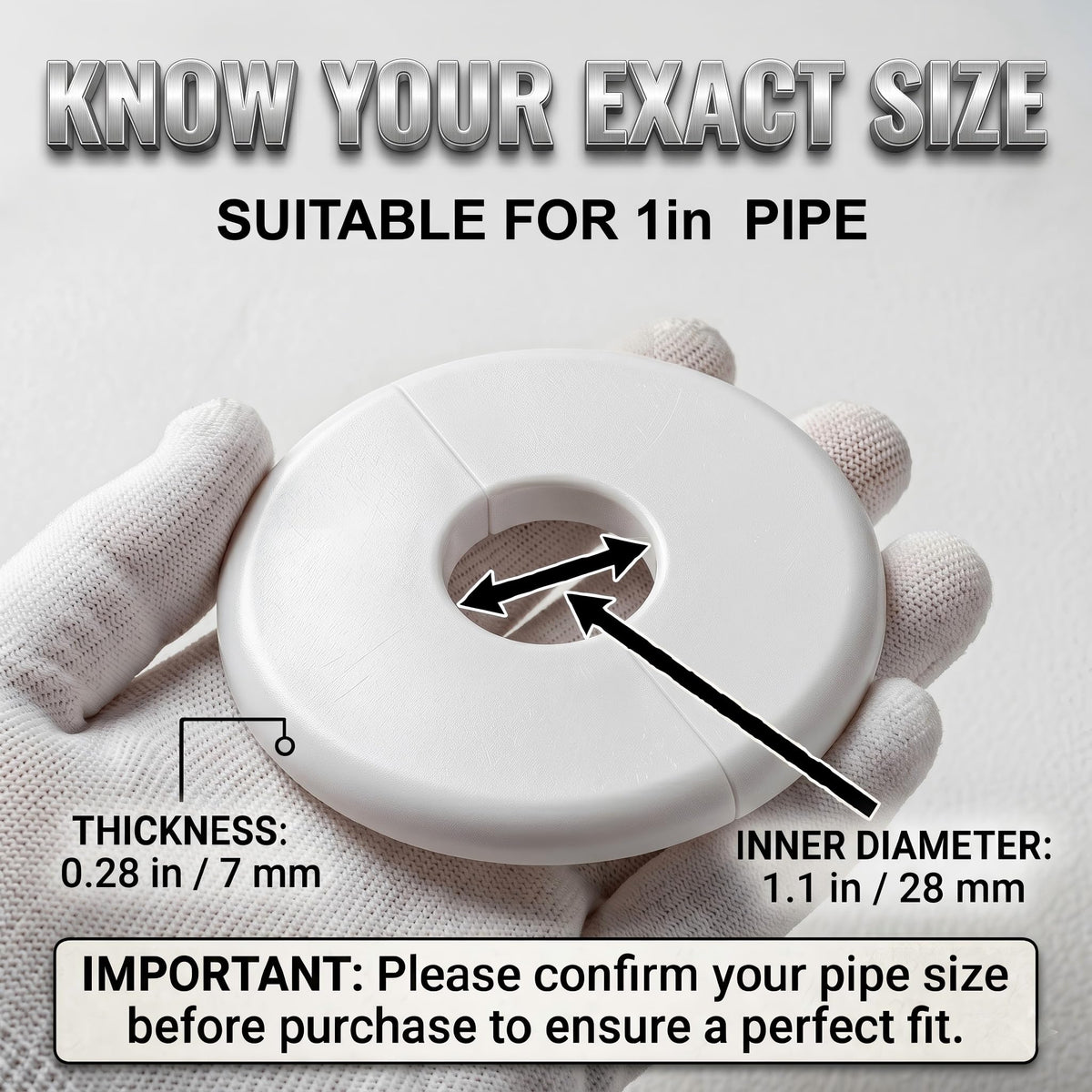 1 Inch Split Wall Flange Escutcheon Plate (8 Pack), Self-Adhesive Buckle Design Pipe Cover, Decorative Round