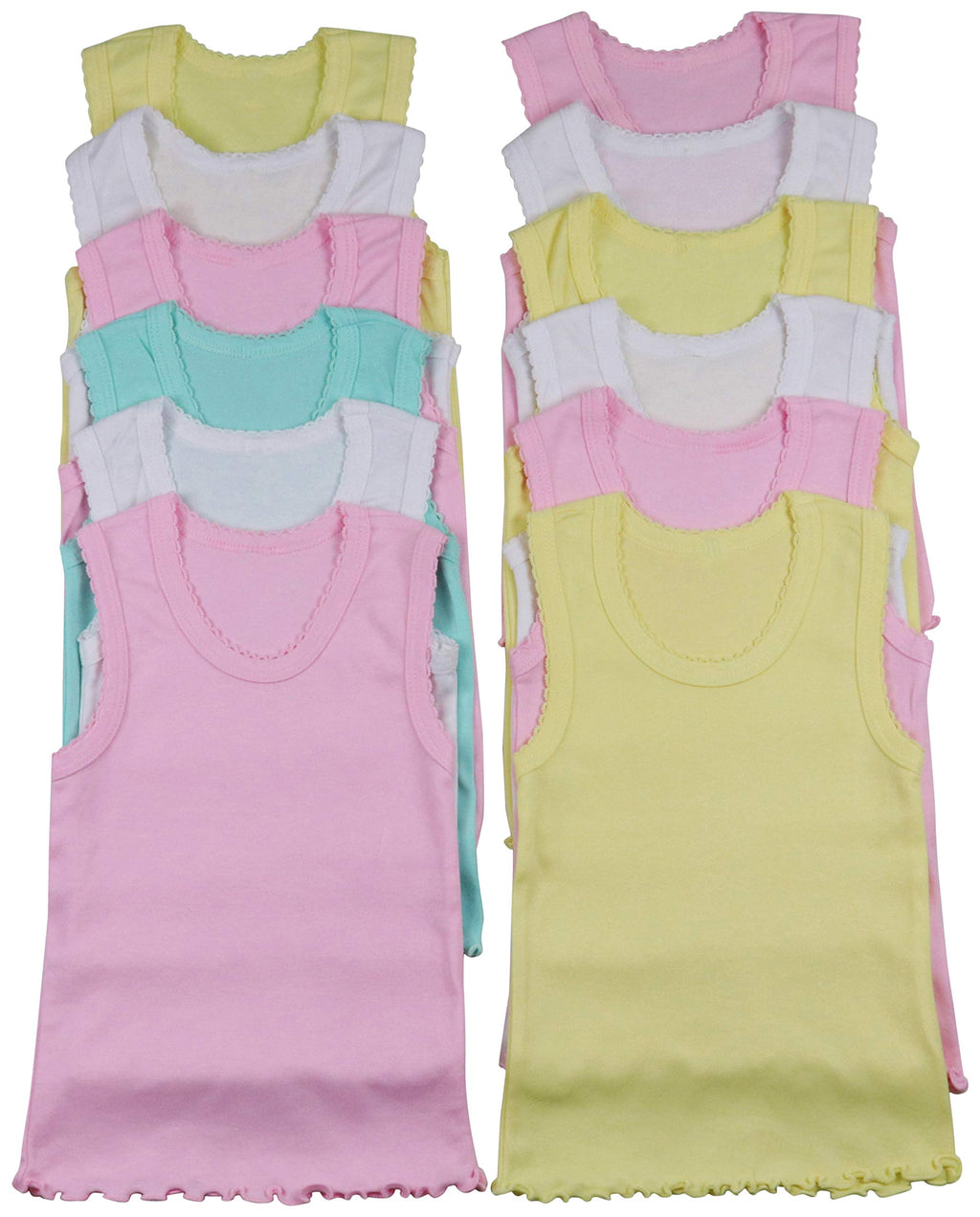 Girls' 4 Pack Ruffle Hem Tank Tops - Pastel