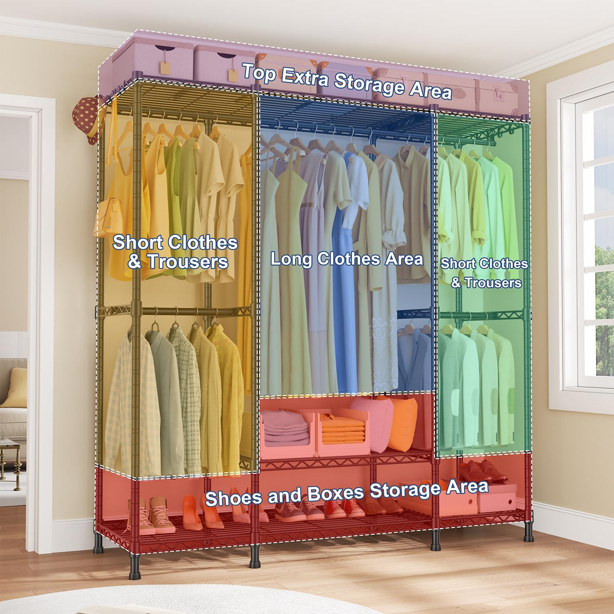 E3 Heavy Duty Garment Rack 4-Tier Freestanding Closet Organizer System