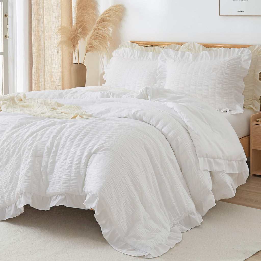 Ruffle Seersucker Comforter Set, Shabby Chic Bedding