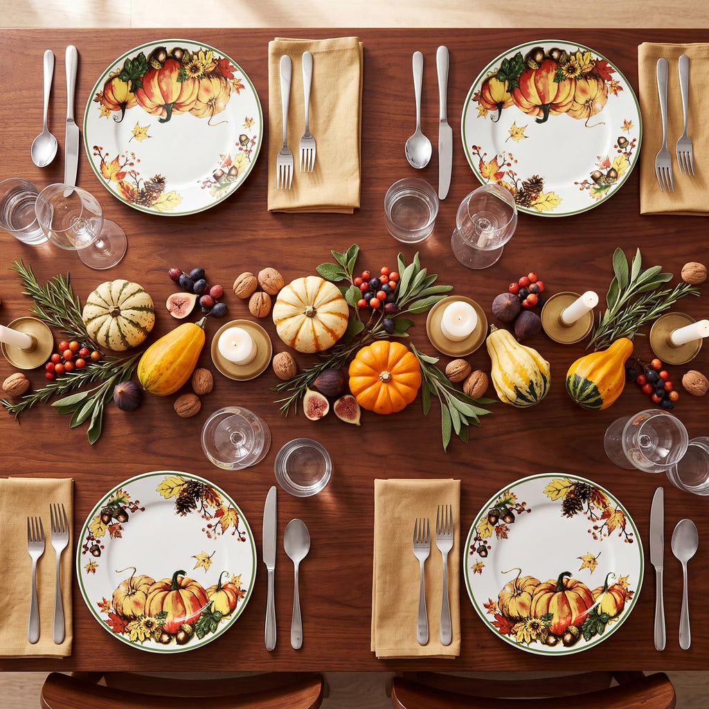6 Pcs 7 Inch Fall Plates Pumpkin Ceramic Thanksgiving Salad Plates