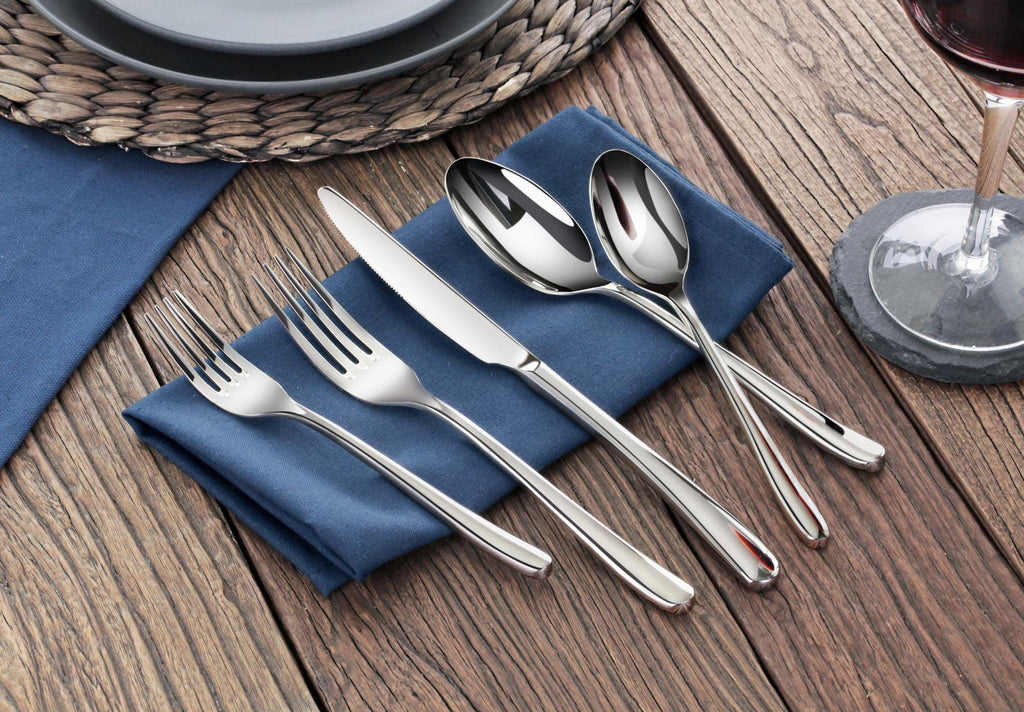 Rain II Series 20-Piece Stainless Steel 18/10 Forged Flatware Set