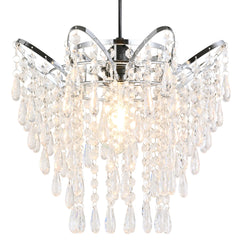 Modern Acrylic Chandelier Shade, 3-Tier Beaded Crystal-Like Ceiling Light Cover Clear Glassy Design, Wedding or