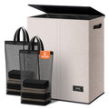 Large Double Laundry Hamper with Lid, Collapsible Clothes Hamper 2 section with Removable Bags, Space-Saving Laundry