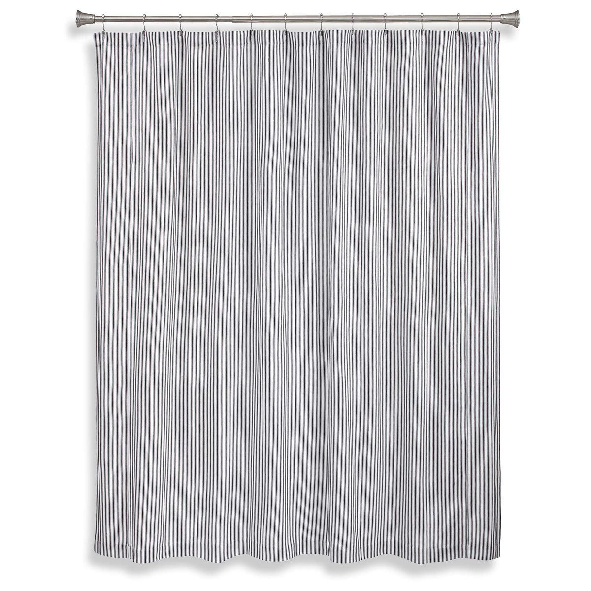 Black and White Ticking Stripe Woven Cotton Extra Long 72 Inches W x 84 Inches L