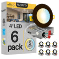 4 Inch LED Bronze Recessed Lighting 5CCT 2700K-5000K, Dimmable, 6 PK